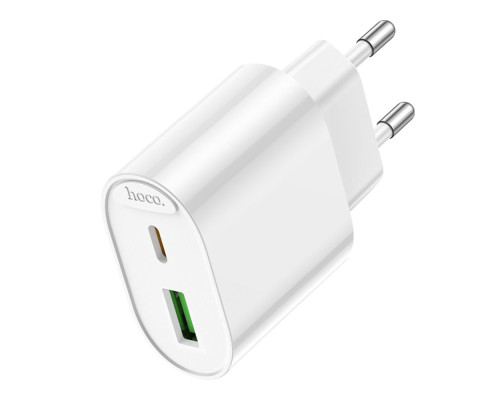 Мережевий Зарядний Пристрій Hoco C109A 1USB-C/1USB PD/QC 20W Колір Бiлий 6942007656719 ma38217_3667899