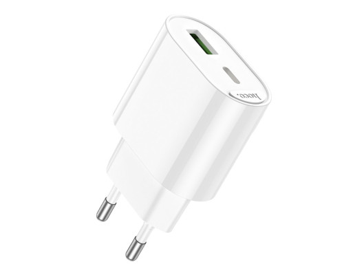 Мережевий Зарядний Пристрій Hoco C109A 1USB-C/1USB PD/QC 20W Колір Бiлий 6942007656719 ma38217_3667899