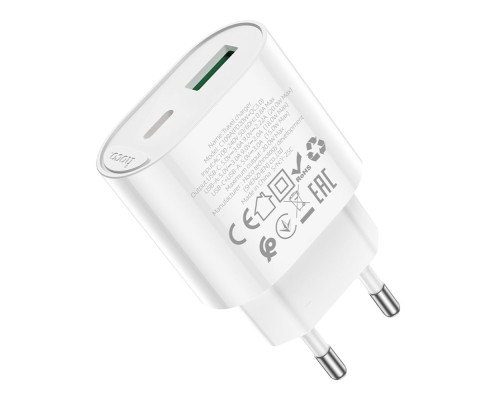 Мережевий Зарядний Пристрій Hoco C109A 1USB-C/1USB PD/QC 20W Колір Бiлий 6942007656719 ma38217_3667899