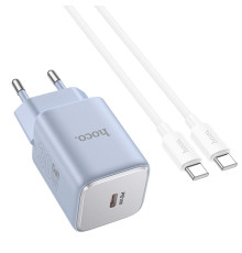 Мережевий Зарядний Пристрій Hoco N43 1USB-C PD/QC 30W GAN Type-C to Type-C Колір Блакитний 6942007620277