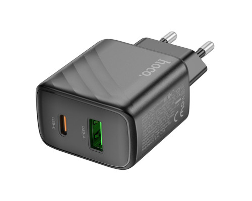 Мережевий Зарядний Пристрій Hoco CS23A 1USB/1USB-C PD/QC 30W Колір Чорний 6942007609944