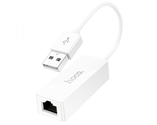 Перехідник Hoco UA22 USB to Ethernet adapter (100 Mbps) Колір Бiлий