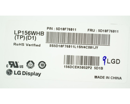 Матриця 15.6 LP156WHB-TPD1 (1366*768, 30pin(eDP), LED, SLIM(вертикальні вушки), матова, роз'єм праворуч знизу) для ноутбука (renew) NBB-49872
