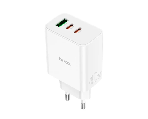 Зарядний пристрій Hoco C126A 40W 3A 1USB-A+2USB-C white PLS-00-00125558