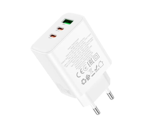 Зарядний пристрій Hoco C126A 40W 3A 1USB-A+2USB-C white PLS-00-00125558