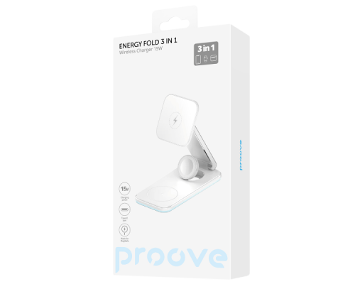 Бездротовий зарядний пристрій Proove Energy Fold 3в1 15W white PLS-00-00112593