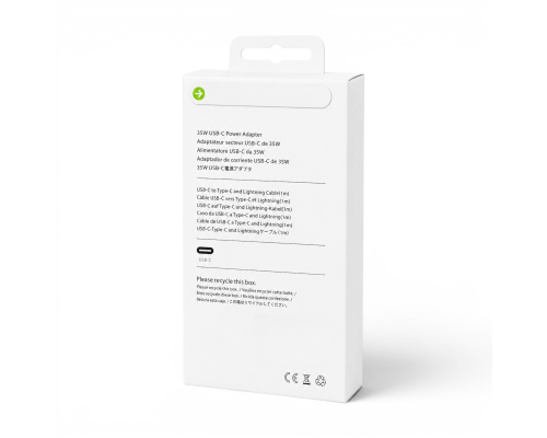 Зарядний пристрій для iPhone 35W USB-C with cable C-C+L (NO LOGO) white PLS-00-00157277