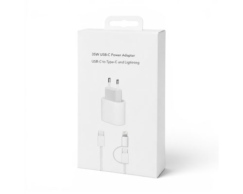 Зарядний пристрій для iPhone 35W USB-C with cable C-C+L (NO LOGO) white PLS-00-00157277