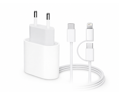 Зарядний пристрій для iPhone 35W USB-C with cable C-C+L (NO LOGO) white PLS-00-00157277
