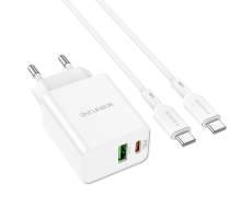 Зарядний пристрій Borofone BA69A 20W 3A 1USB-A+1USB-C з кабелем Type-C white PLS-00-00121079