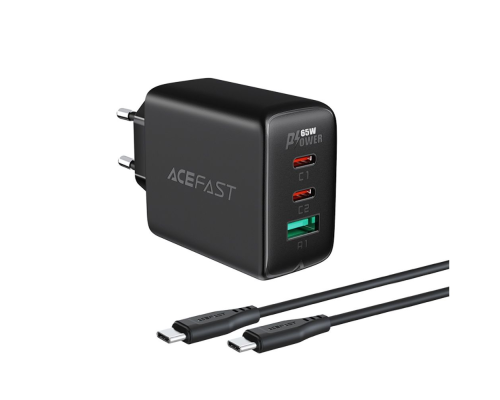 Зарядний пристрій Acefast A13 65W 3A USB-A+2USB-С з кабелем Type-C black PLS-00-00124903