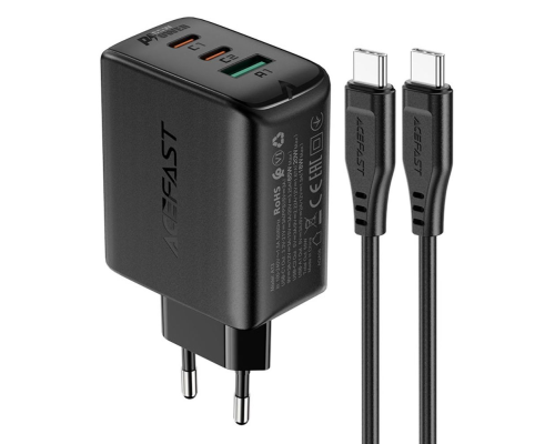 Зарядний пристрій Acefast A13 65W 3A USB-A+2USB-С з кабелем Type-C black PLS-00-00124903