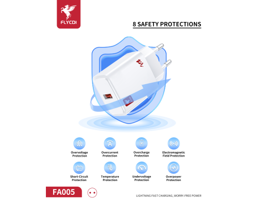 Зарядний пристрій FLYCDI FA-005 18W PD 3A USB-A з кабелем Lightning white PLS-00-00133869