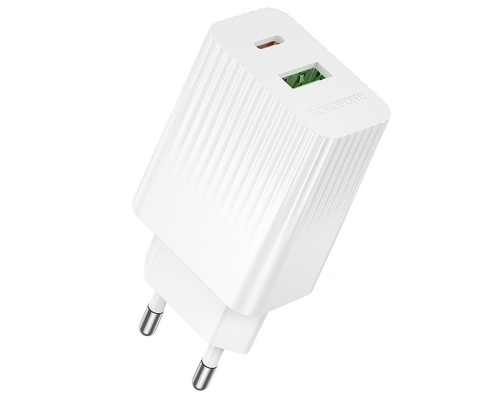 Зарядний пристрій Borofone BAS76A 30W 3A USB-A+USB-C white PLS-00-00156111