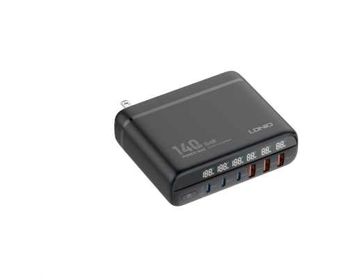 Зарядний пристрій LDNIO A6140C 140W 5A 3USB-A+3USB-C black PLS-00-00114247