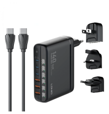 Зарядний пристрій LDNIO A6140C 140W 5A 3USB-A+3USB-C black PLS-00-00114247