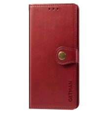 Чохол-книжка Leather GETMAN with card holder Samsung G990 Galaxy S21 FE red PLS-00-00128898