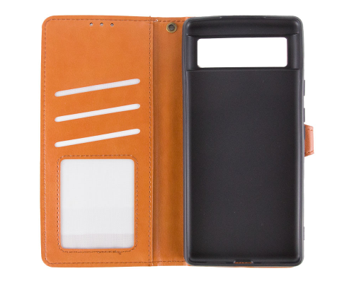 Чохол-книжка Leather GETMAN with card holder Google Pixel 6 brown PLS-00-00128746