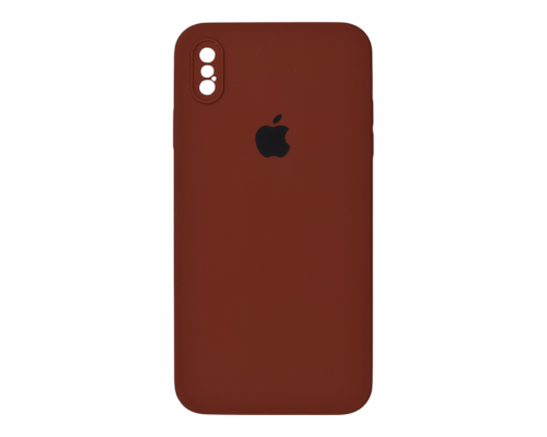 Чохол Silicone Case Квадратні Борти Full Camera iPhone X (XS) saddle brown PLS-00-00123119