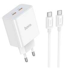 Зарядний пристрій Hoco C108A 35W 3A 2USB-C з кабелем Type-C white PLS-00-00102654