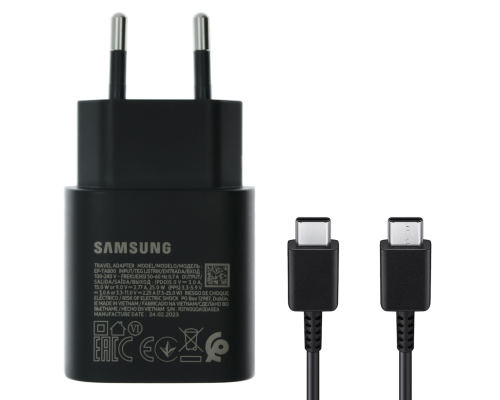 Зарядний пристрій Samsung EP-TA800 25W 3A 1USB-C retail packing з кабелем Type-C (Original) black PLS-00-00107378
