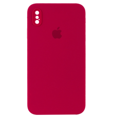 Чохол Silicone Case Квадратні Борти Full Camera iPhone X (XS) red PLS-00-00105877