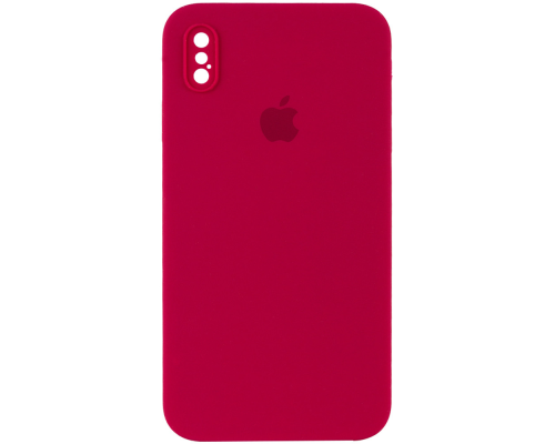 Чохол Silicone Case Квадратні Борти Full Camera iPhone X (XS) red PLS-00-00105877