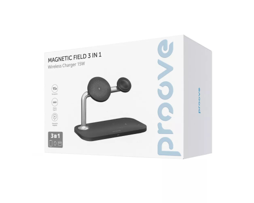 Бездротовий зарядний пристрій Proove Magnetic Field 3в1 15W black PLS-00-00132454