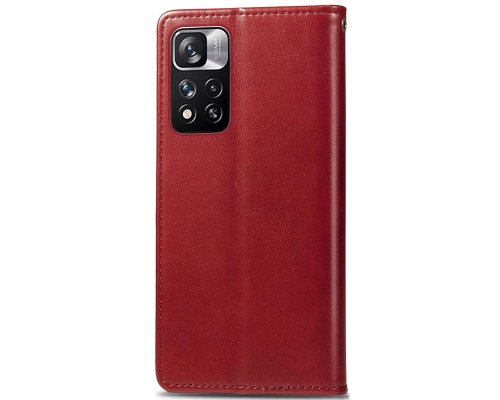 Чохол-книжка Leather GETMAN with card holder Xiaomi Redmi Note 11 Pro 5G red PLS-00-00095793