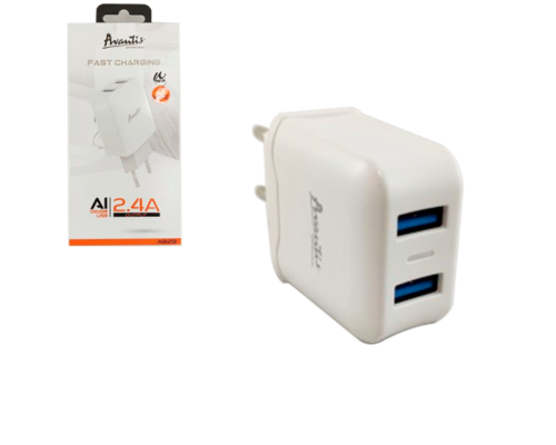 Зарядний пристрій Avantis A829 2USB-A 12W 2.4A white PLS-00-00091475