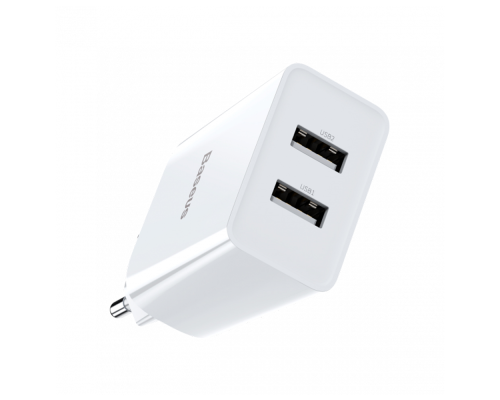 Зарядний пристрій Baseus Speed Mini Dual U 10.5W 2.1A 2USB-A white PLS-00-00052203