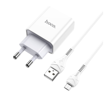Зарядний пристрій Hoco C81A 10.5W 2.1A 1USB-A з кабелем Micro USB white PLS-00-00053347