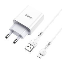 Зарядний пристрій Hoco C81A 10.5W 2.1A 1USB-A з кабелем Micro USB white PLS-00-00053347