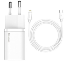 Зарядний пристрій Baseus Super Si 20W 3A 1USB-C з кабелем Lightning white PLS-00-00063061