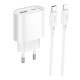 Мережевий Зарядний Пристрій Hoco C109A 1USB-C/1USB PD/QC 20W+Type-C to Lightning Бiлий ma38218_3667900