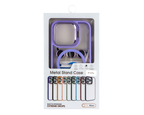 Чохол TPU+PC+Metal Stand Case with MagSafe and Camera Lenses для iPhone 14 Pro М'ята упаковка Blue ma80715_205041 2020000505747