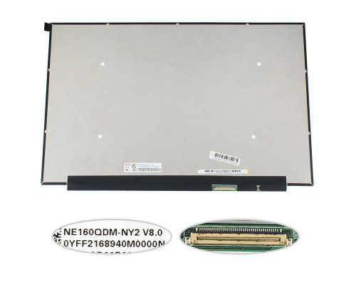 Матриця 16.0 NE160QDM-NY2 (2560*1600, 40pin(eDP, IPS, 165Hz), LED, SLIM(без планок та вушок), матова, роз'єм праворуч знизу) для ноутбука NBB-114478