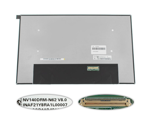 Матриця 14.0" NV140DRM-N62 (2240*1400, 40pin(eDP, IPS), LED, SLIM (без дод. панелі), матова, роз'єм справа внизу) для ноутбука NBB-122195