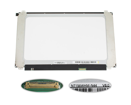 Матриця 15.6" NT156WHM-N44 (1366*768, 30pin(eDP), LED, SLIM(вертикальні вушка), матова, роз'єм справа внизу), ширина 350мм (narrow border)) для ноутбука NBB-123254