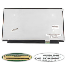 Матриця 15.6" NV156QUM-N81 (3840*2160, 40pin(eDP, IPS, 300cd/m2, передача кольорів: 100%RGB), LED, SLIM(горизонтальні вушка), матова, роз'єм справа внизу) для ноутбука (renew NBB-128486