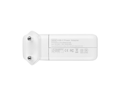 Блок живлення для ноутбука APPLE USB-C 96W (20.5V/15V/9V/5.2V), Type-C, USB3.1, White (з кабелем TYPE-C та перехідником!) (A2166)