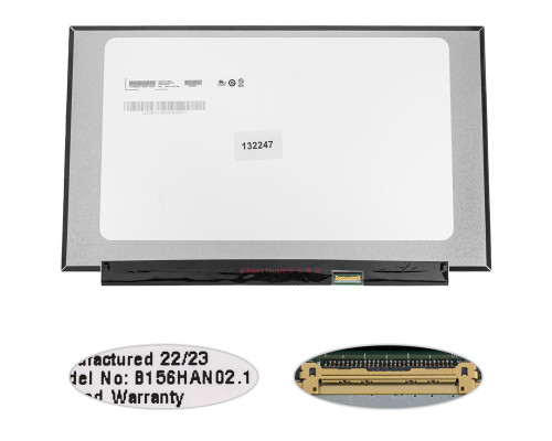 УЦІНКА! Матриця 15.6" B156HAN02.1 (1920*1080, 30pin(eDP, IPS), LED, SLIM(без планок та вушок), матова, роз'єм справа внизу) для ноутбука NBB-132247