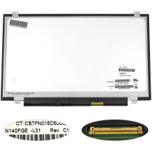 Матриця 14.0" N140FGE-L31 (1600*900, 40pin, LED, SLIM (вертикальні вушка), матова, роз'єм праворуч внизу) для ноутбука (renew) NBB-134110