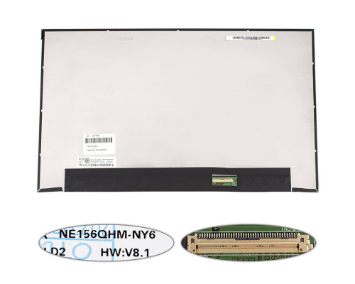 Матрица 15.6" NE156QHM-NY6 (2560*1440, 40pin(eDP, IPS, 165Hz, 300cd/m2, 16.7M), LED, SLIM(без доп панели), матовая, разъем справа внизу) для ноутбука