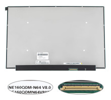 Матриця 16.0" NE160QDM-N64 (2560*1600, 40pin(eDP, IPS, 90Hz), LED, SLIM(без планок та вушок), матова, роз'єм праворуч внизу) для ноутбука NBB-134185