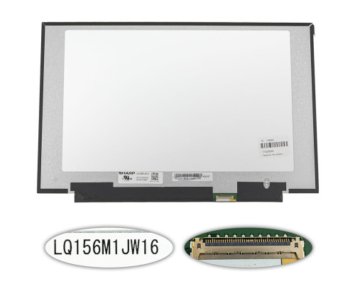 Матриця 15.6 LQ156M1JW16 (1920*1080, 40pin(eDP, IPS, 240HZ), LED, SLIM(без планок та вушок), матова, роз'єм праворуч знизу) ноутбука