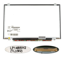 Матриця 14.0" LP140WH2-TLM2 (1366*768, 40pin, LED, SLIM (вертикальні вушка), глянець, роз'єм праворуч внизу) для ноутбука (renew) NBB-140377