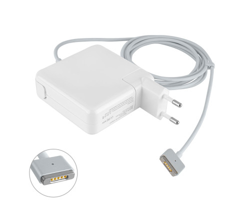 Блок живлення для ноутбука APPLE MagSafe2 20V, 4.25A, 85W, White, квадратний, з євро-адаптером,Т-подібний роз'єм MagSafe2 NBB-41111