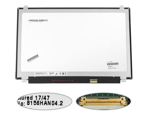 Матриця 15.6" B156HAN04.2 (1920*1080, 30pin(eDP, IPS, 120HZ, 16.7M 72%), LED, SLIM(вертикальні вушка), матова, роз'єм праворуч внизу) для ноутбука