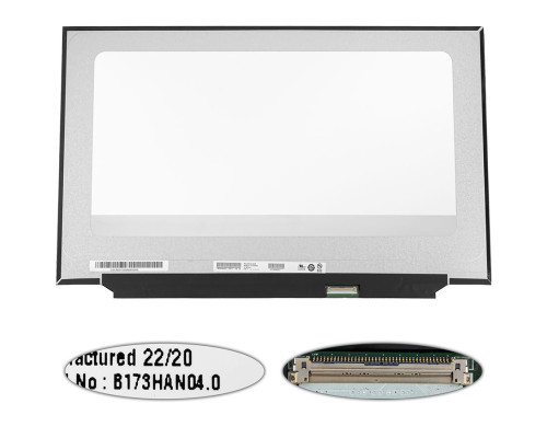 Матриця 17.3 B173HAN04.0 (1920*1080, 40pin(eDP, IPS, 144HZ, 300cd/m2, 16.7M, 72% NTSC), LED, SLIM(без планок та вушок), матова, роз'єм праворуч знизу) для ноутбука NBB-74517